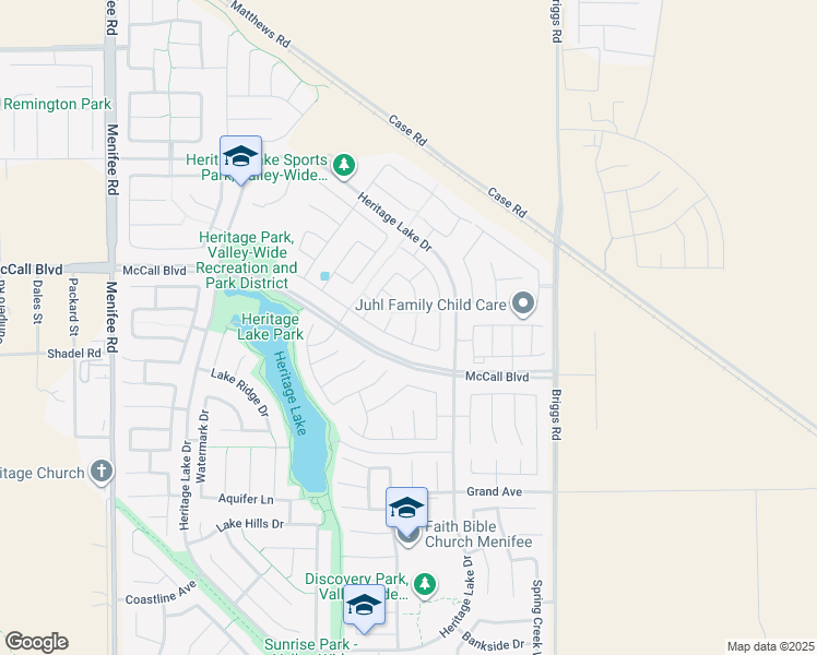 map of restaurants, bars, coffee shops, grocery stores, and more near 29609 Longship Drive in Menifee