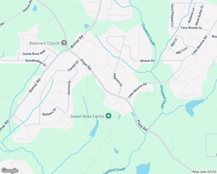 map of restaurants, bars, coffee shops, grocery stores, and more near 3156 Pope Road in Douglasville