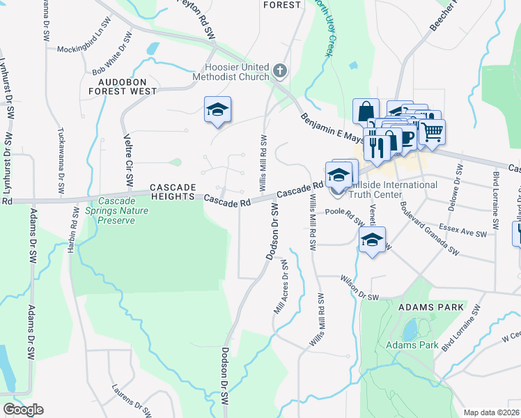 map of restaurants, bars, coffee shops, grocery stores, and more near in Atlanta