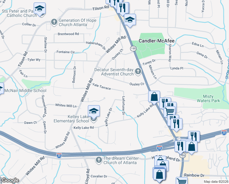 map of restaurants, bars, coffee shops, grocery stores, and more near 2667 Yale Terrace in Decatur