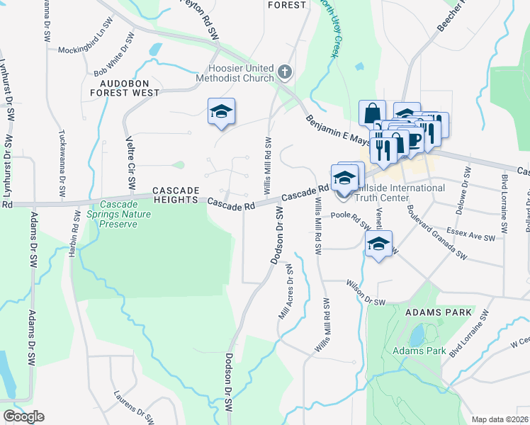 map of restaurants, bars, coffee shops, grocery stores, and more near in Atlanta