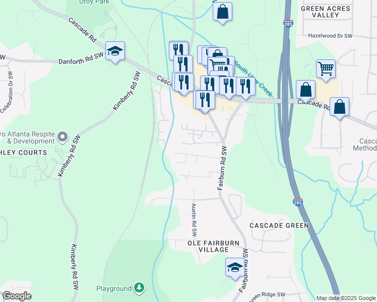 map of restaurants, bars, coffee shops, grocery stores, and more near 3763 Newhalem Street Southwest in Atlanta