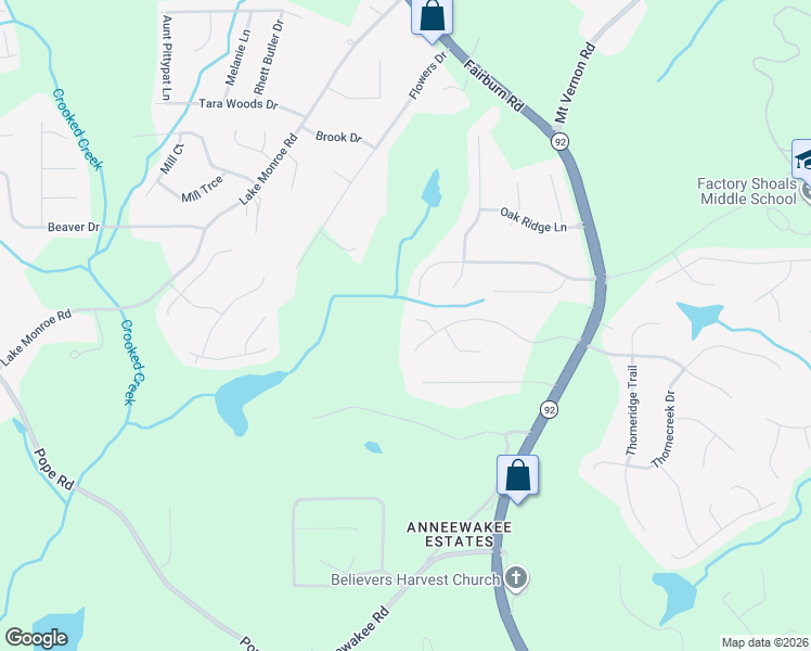 map of restaurants, bars, coffee shops, grocery stores, and more near 3143 Skyler Court in Douglasville