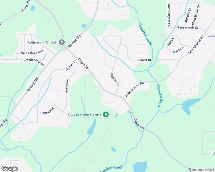 map of restaurants, bars, coffee shops, grocery stores, and more near 3156 Pope Road in Douglasville