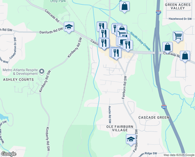 map of restaurants, bars, coffee shops, grocery stores, and more near 3775 Newhalem Street Southwest in Atlanta