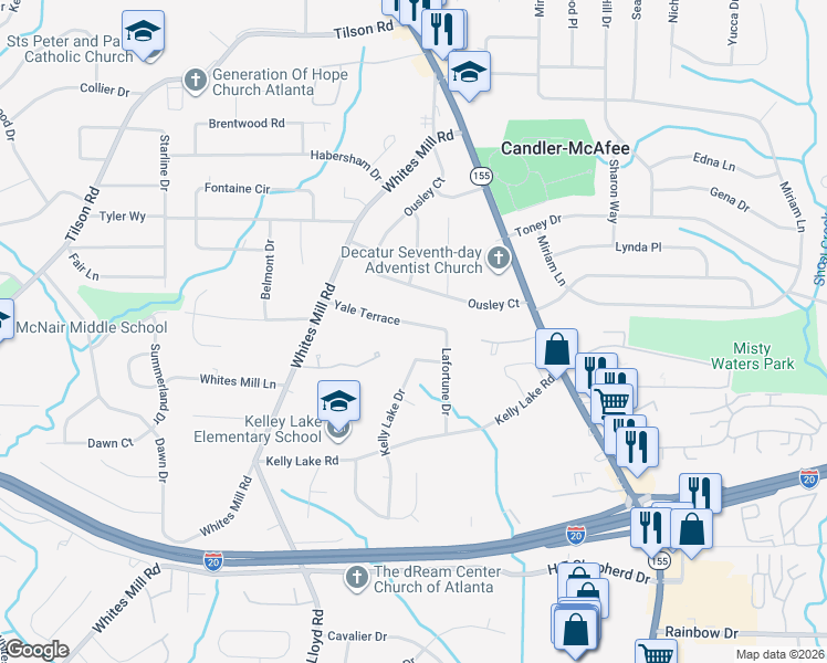 map of restaurants, bars, coffee shops, grocery stores, and more near 2667 Yale Terrace in Decatur