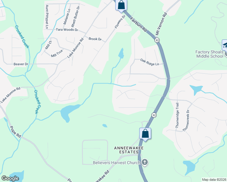 map of restaurants, bars, coffee shops, grocery stores, and more near 3143 Skyler Court in Douglasville