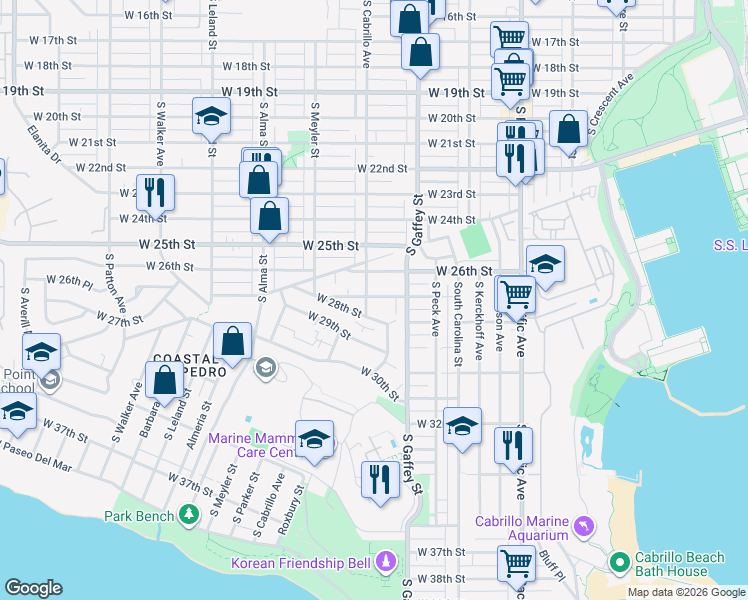 map of restaurants, bars, coffee shops, grocery stores, and more near 793 West 27th Street in Los Angeles