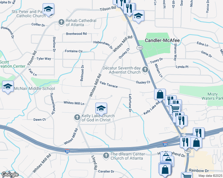 map of restaurants, bars, coffee shops, grocery stores, and more near 2633 Yale Terrace in Decatur