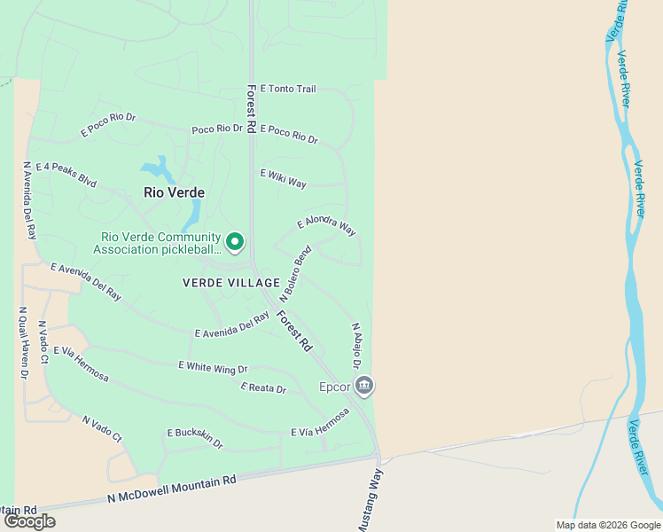 map of restaurants, bars, coffee shops, grocery stores, and more near 19122 East Vía Esquina in Rio Verde