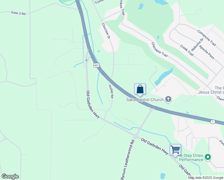 map of restaurants, bars, coffee shops, grocery stores, and more near 129 Holley Road in Anniston