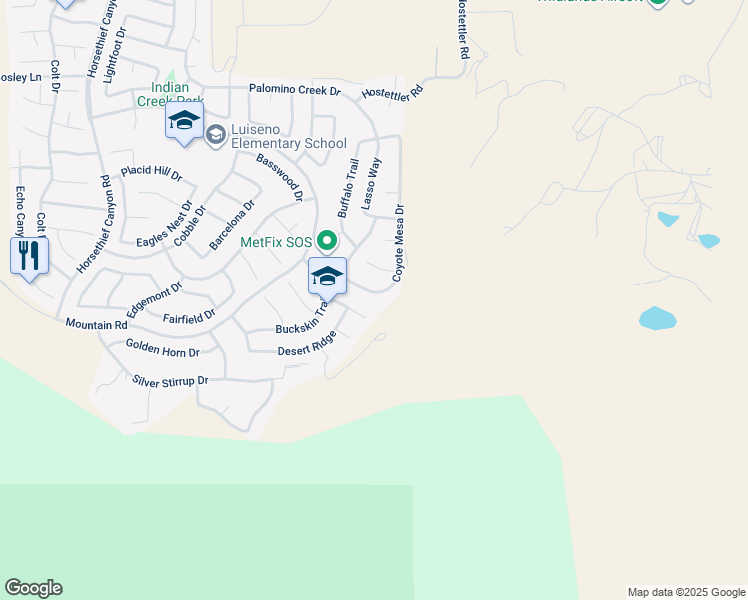 map of restaurants, bars, coffee shops, grocery stores, and more near 27510 Coyote Mesa Drive in Corona