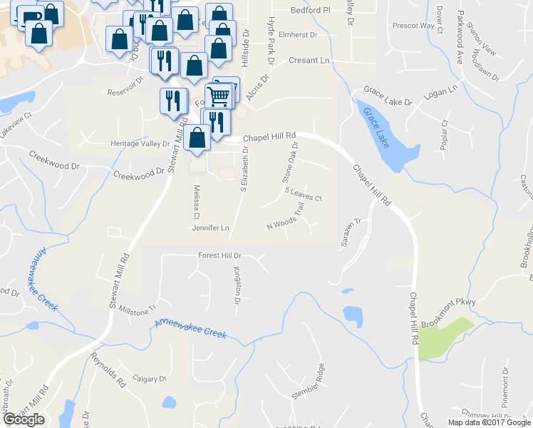 map of restaurants, bars, coffee shops, grocery stores, and more near 3150 Stone Oak Drive in Douglasville