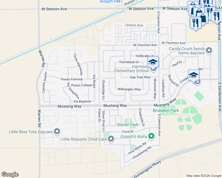 map of restaurants, bars, coffee shops, grocery stores, and more near 1630 Cedarspring Drive in Hemet