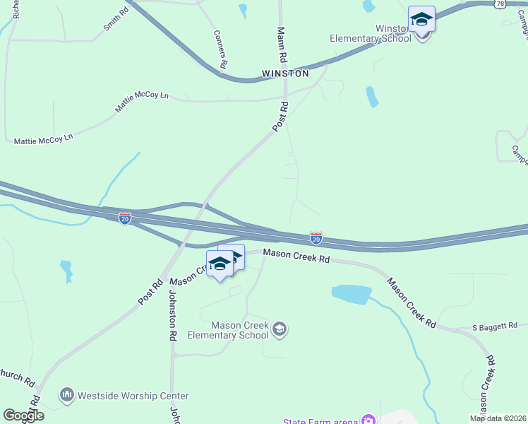 map of restaurants, bars, coffee shops, grocery stores, and more near 3125 Mason Creek Fork in Winston