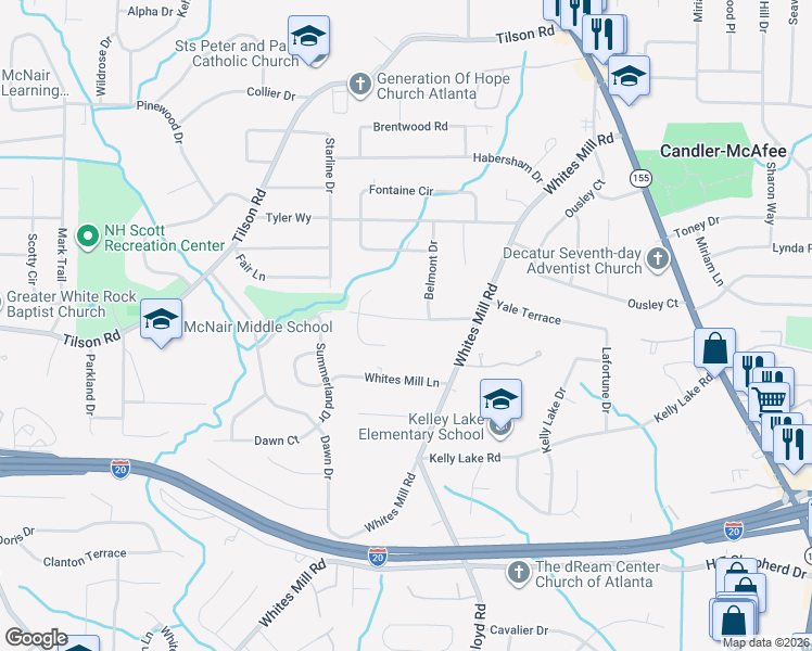 map of restaurants, bars, coffee shops, grocery stores, and more near 2507 Brentford Place in Decatur