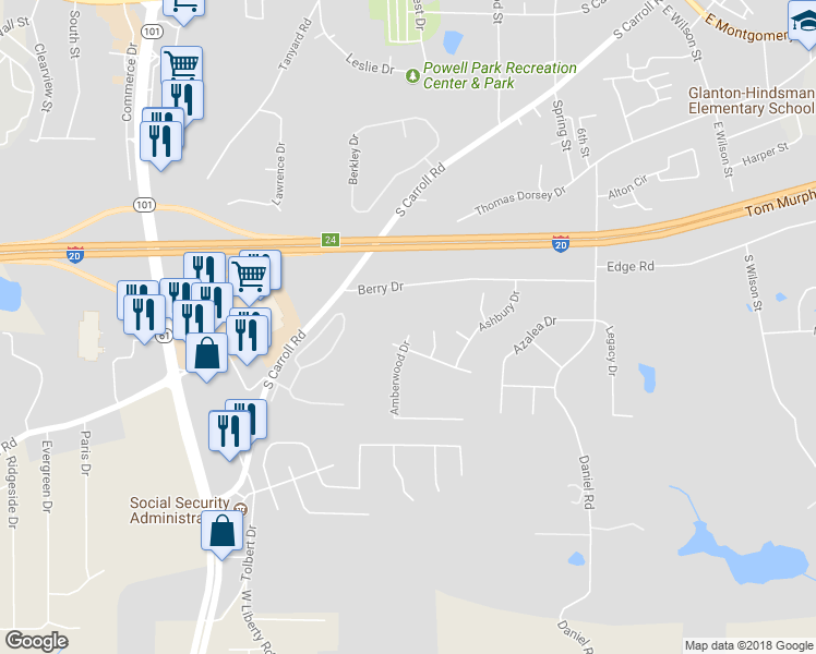map of restaurants, bars, coffee shops, grocery stores, and more near 600 Amberwood Drive in Villa Rica