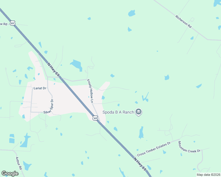 map of restaurants, bars, coffee shops, grocery stores, and more near 121 Johnson Road in Denison