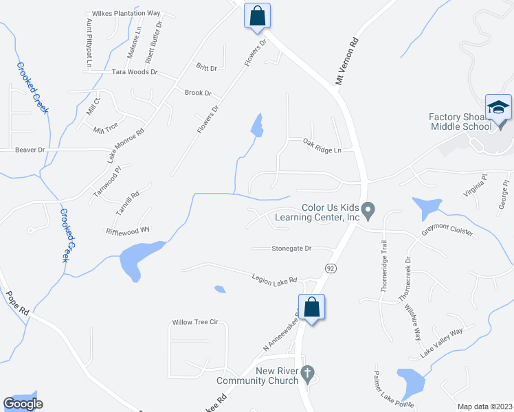 map of restaurants, bars, coffee shops, grocery stores, and more near 3150 Skyler Court in Douglasville