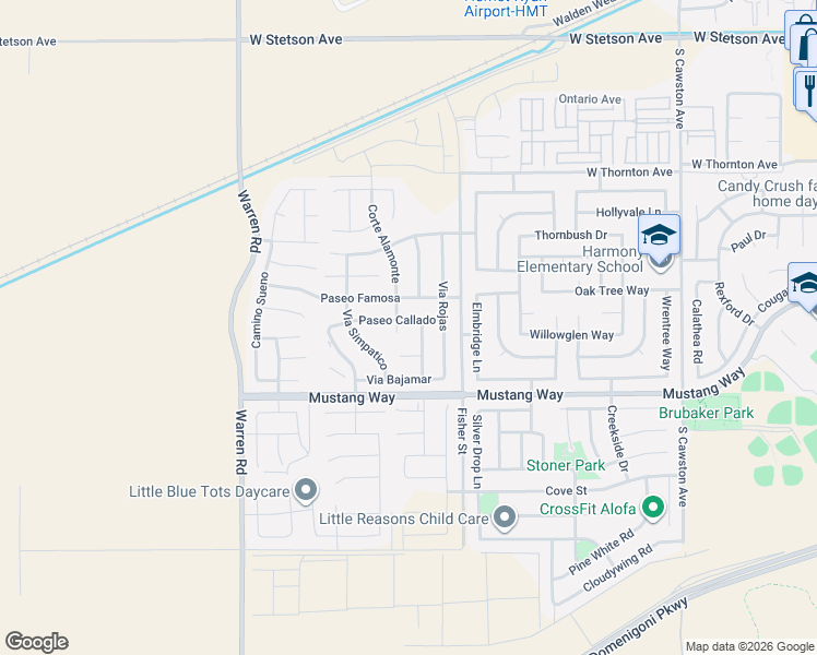 map of restaurants, bars, coffee shops, grocery stores, and more near 5157 Paseo Callado in Hemet