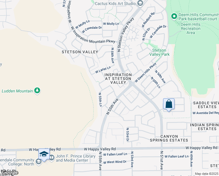 map of restaurants, bars, coffee shops, grocery stores, and more near 5507 West Yearling Road in Phoenix