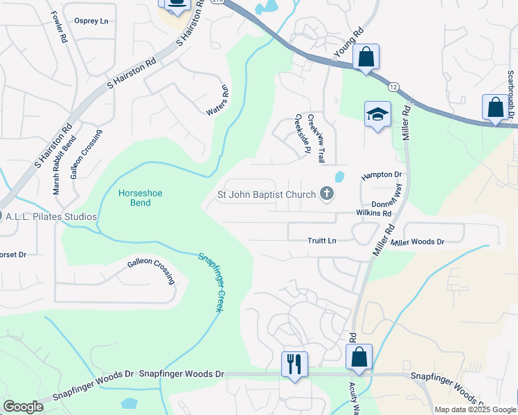 map of restaurants, bars, coffee shops, grocery stores, and more near 4859 Haymarket Trail in Decatur