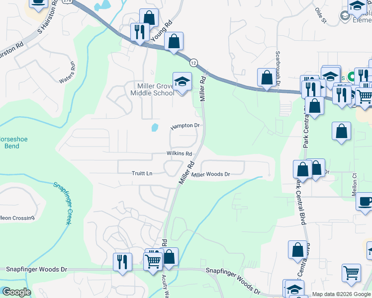 map of restaurants, bars, coffee shops, grocery stores, and more near 5045 Donnell Way in Decatur