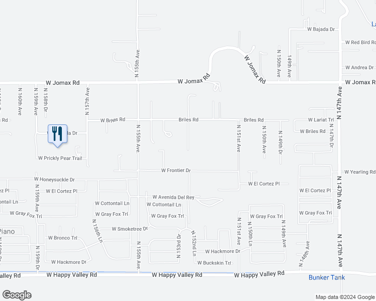 map of restaurants, bars, coffee shops, grocery stores, and more near 13511 North 153rd Avenue in Surprise