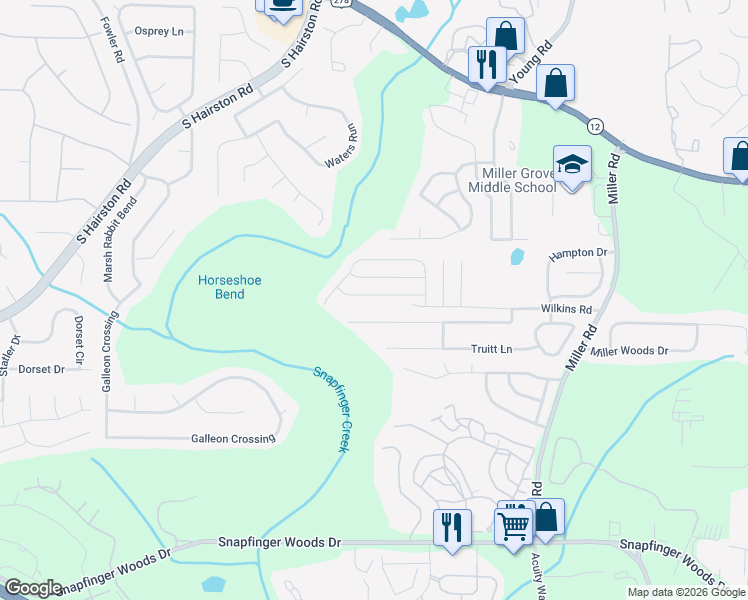 map of restaurants, bars, coffee shops, grocery stores, and more near 4831 Haymarket Trail in Decatur