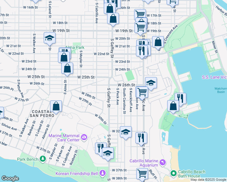 map of restaurants, bars, coffee shops, grocery stores, and more near 706 West 29th Street in Los Angeles