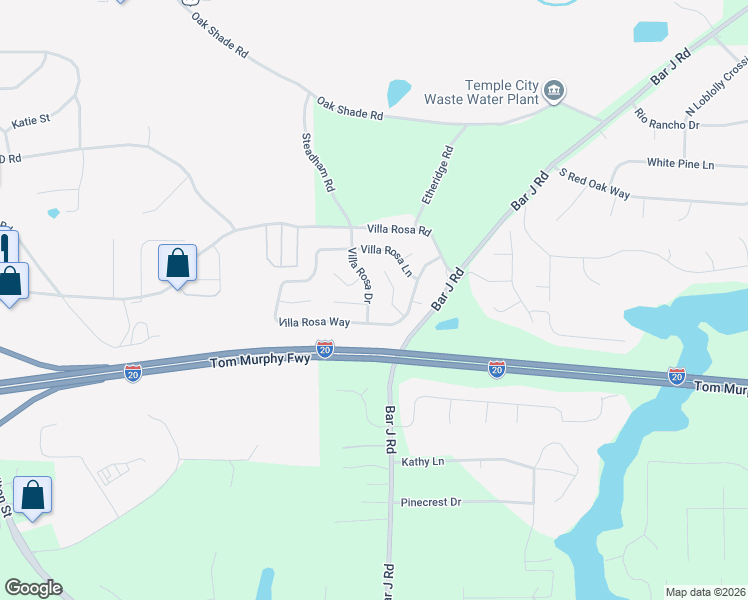 map of restaurants, bars, coffee shops, grocery stores, and more near 100 Villa Rosa Drive in Temple