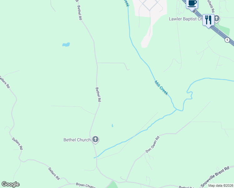 map of restaurants, bars, coffee shops, grocery stores, and more near 7169 Bethel Road in Dora