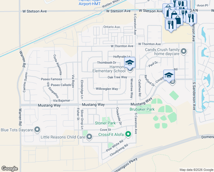 map of restaurants, bars, coffee shops, grocery stores, and more near 1605 Stoneside Drive in Hemet