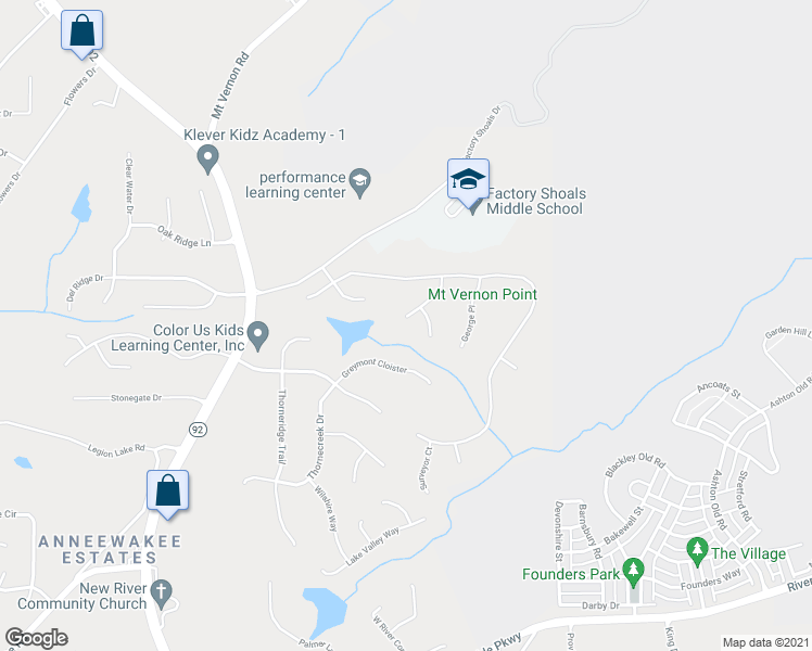 map of restaurants, bars, coffee shops, grocery stores, and more near 3098 Virginia Place in Douglasville