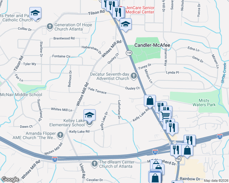 map of restaurants, bars, coffee shops, grocery stores, and more near 2678 Yale Terrace in Decatur