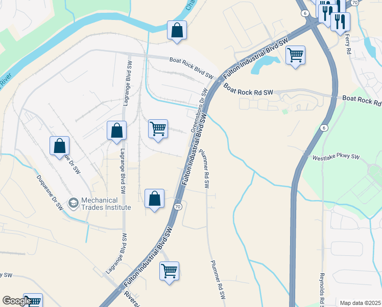 map of restaurants, bars, coffee shops, grocery stores, and more near in Atlanta