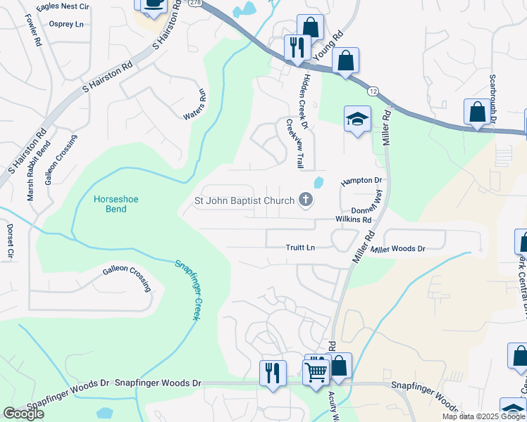 map of restaurants, bars, coffee shops, grocery stores, and more near 2329 Wilkins Cove in Decatur
