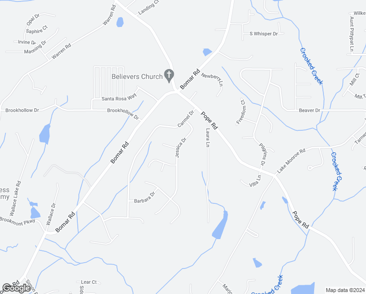 map of restaurants, bars, coffee shops, grocery stores, and more near 3138 Jessica Drive in Douglasville