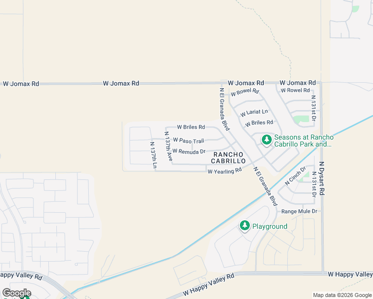 map of restaurants, bars, coffee shops, grocery stores, and more near 13616 West Remuda Drive in Peoria