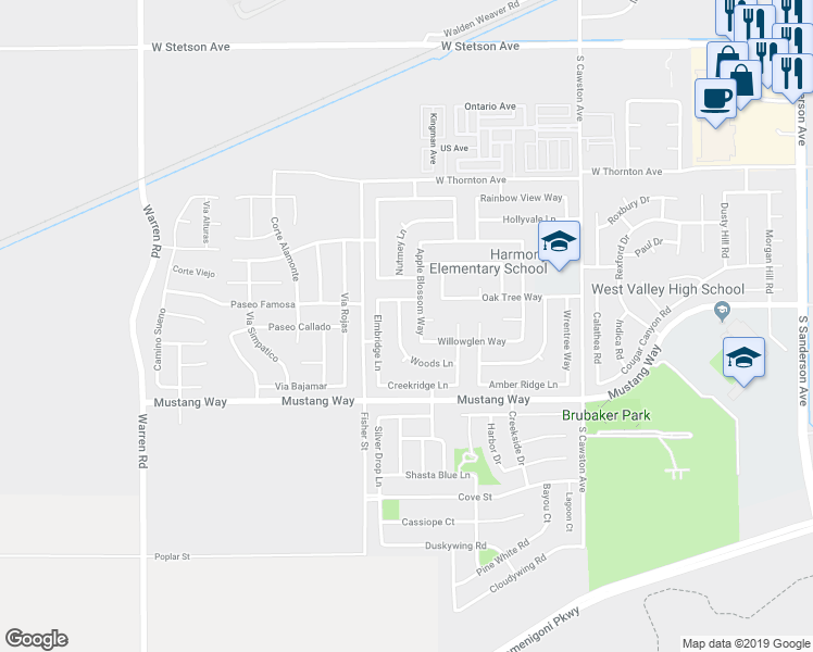 map of restaurants, bars, coffee shops, grocery stores, and more near 1600 Cedarspring Drive in Hemet