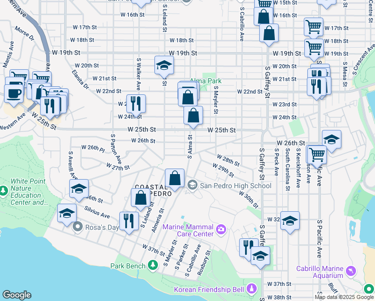 map of restaurants, bars, coffee shops, grocery stores, and more near 984 West Hamilton Avenue in Los Angeles