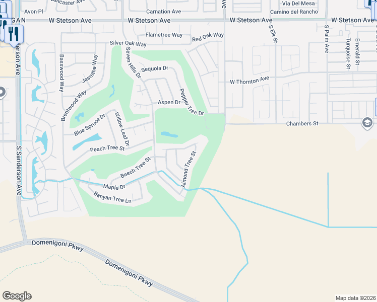map of restaurants, bars, coffee shops, grocery stores, and more near 1999 Pecan Tree Street in Hemet