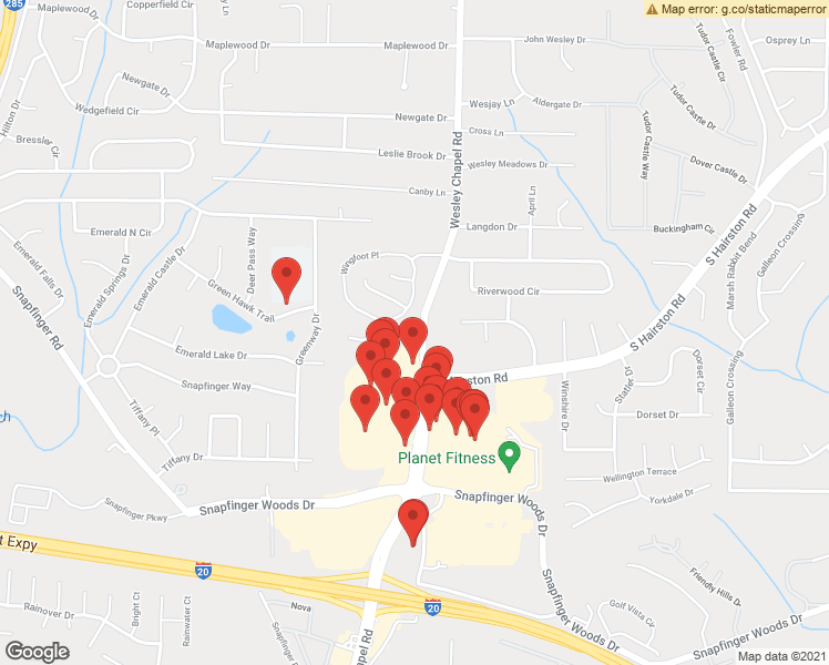 map of restaurants, bars, coffee shops, grocery stores, and more near 2370 Wingfoot Place in Decatur