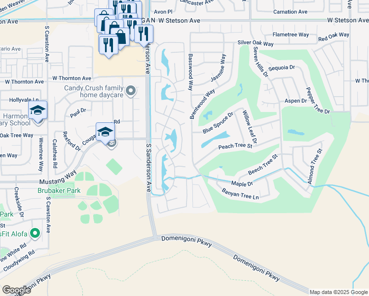 map of restaurants, bars, coffee shops, grocery stores, and more near 1595 Red Clover Lane in Hemet