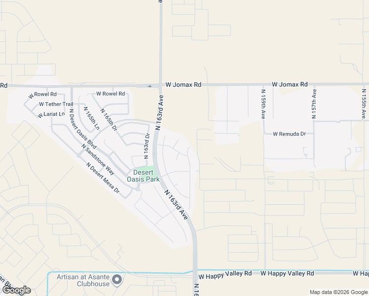 map of restaurants, bars, coffee shops, grocery stores, and more near 25887 North 161st Avenue in Surprise