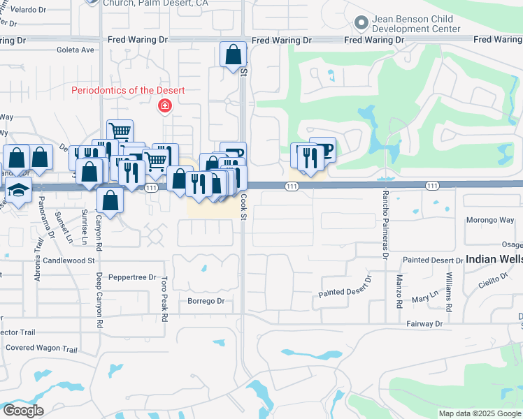 map of restaurants, bars, coffee shops, grocery stores, and more near in Indian Wells
