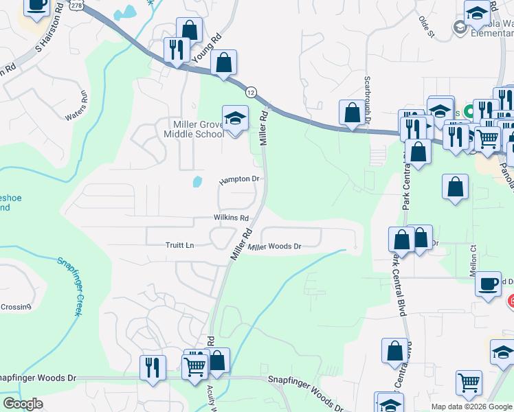 map of restaurants, bars, coffee shops, grocery stores, and more near 5065 Donnell Way in Decatur