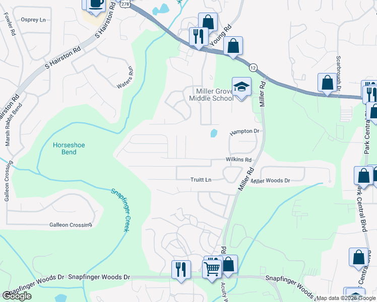 map of restaurants, bars, coffee shops, grocery stores, and more near 4934 Wilkins Road in Decatur