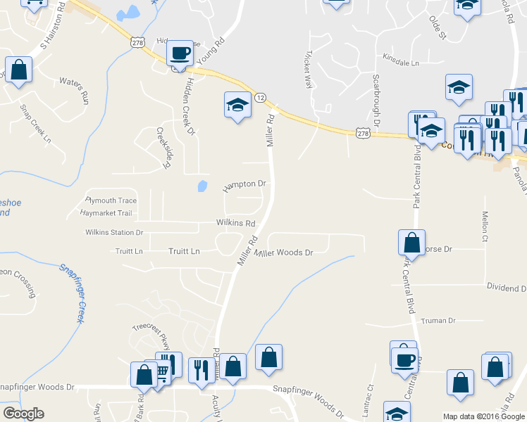 map of restaurants, bars, coffee shops, grocery stores, and more near 5065 Donnell Way in Decatur