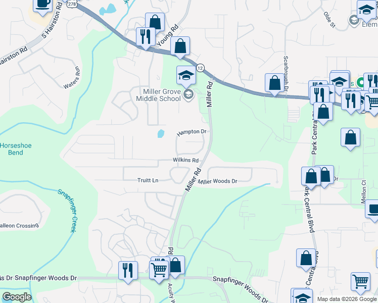 map of restaurants, bars, coffee shops, grocery stores, and more near 5049 Donnell Way in Decatur